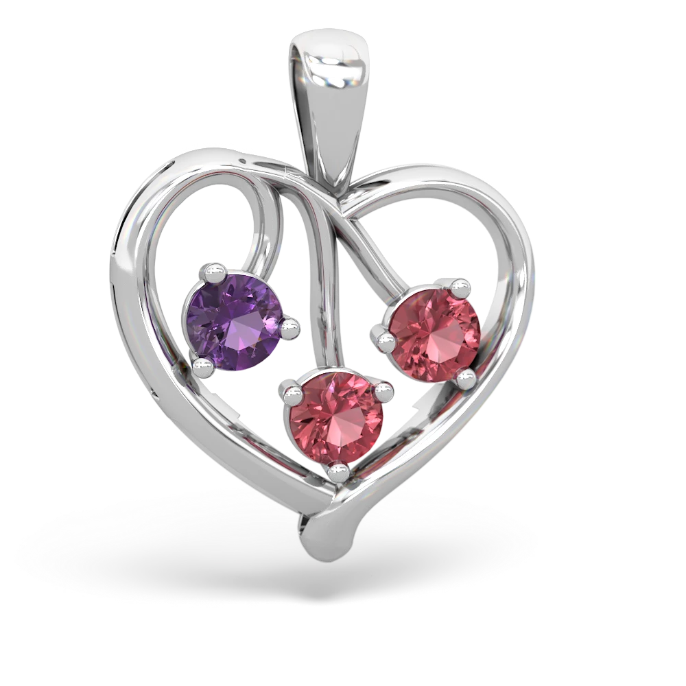 Amethyst Glowing Heart 14K White Gold pendant P2233