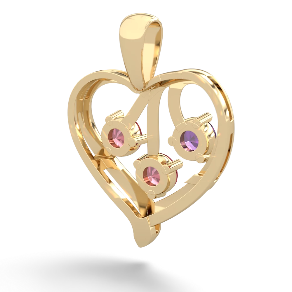 Amethyst Glowing Heart 14K Yellow Gold pendant P2233