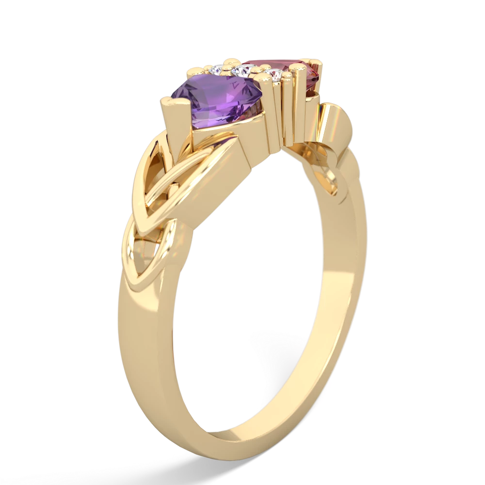 Amethyst Celtic Knot Double Heart 14K Yellow Gold ring R5040