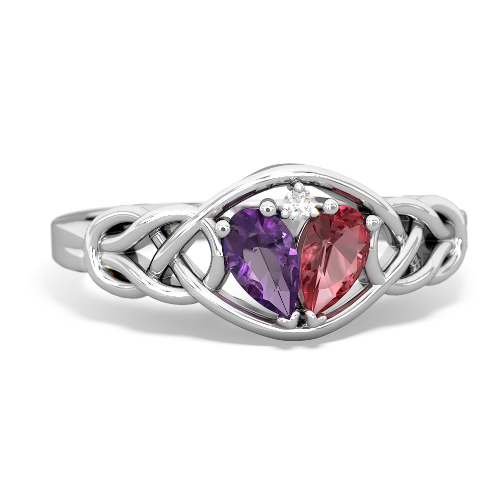 Amethyst Celtic Love Knot 14K White Gold ring R5420