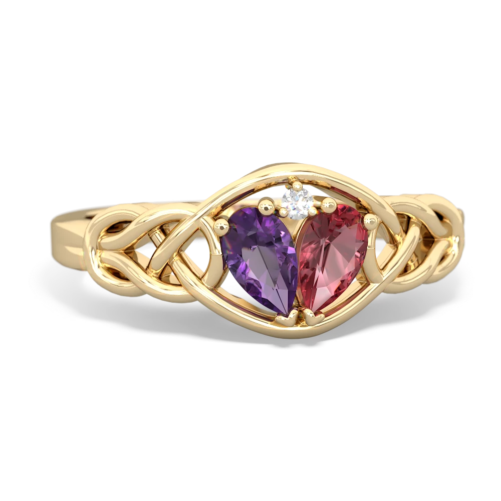 Amethyst Celtic Love Knot 14K Yellow Gold ring R5420