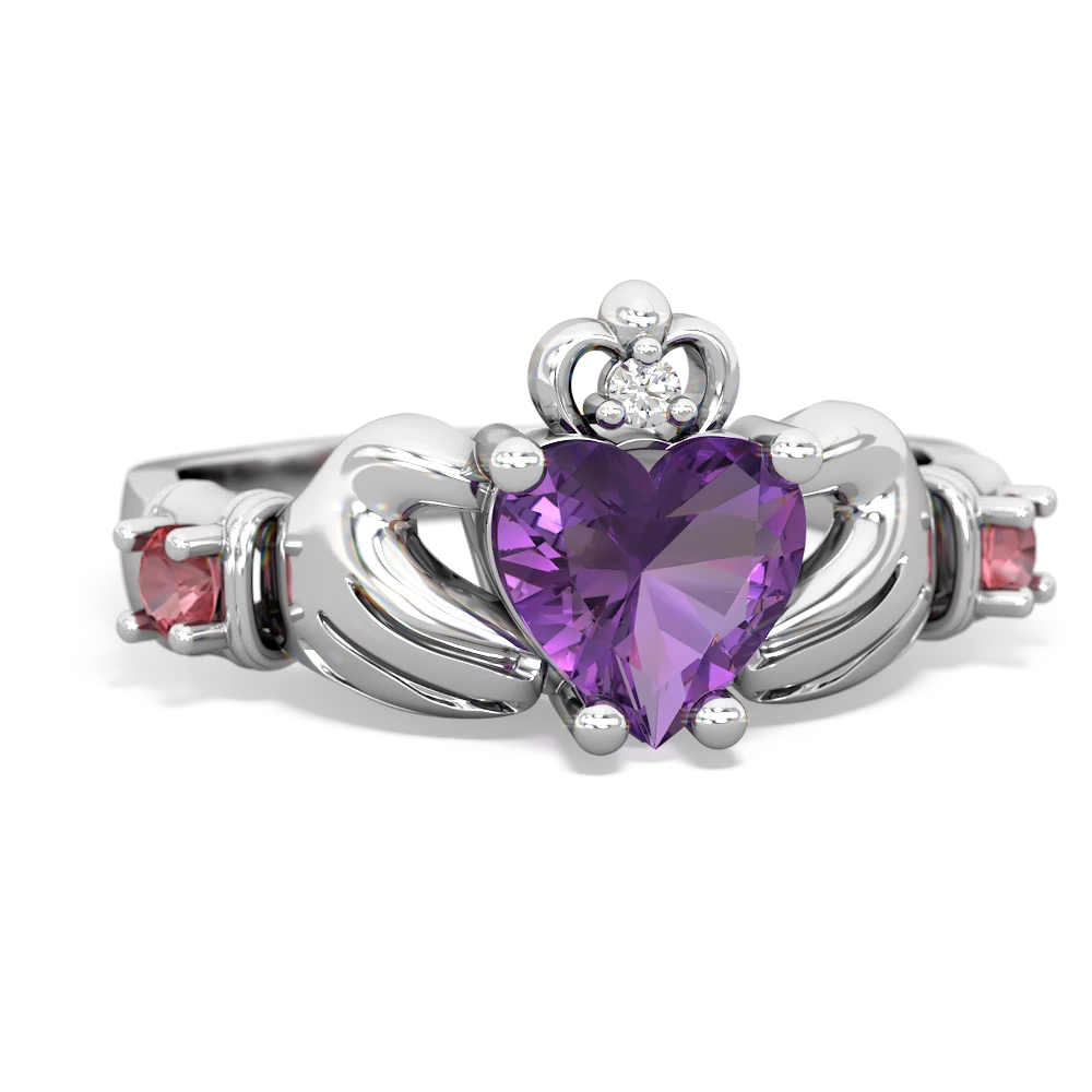 Amethyst Claddagh Keepsake 14K White Gold ring R5245