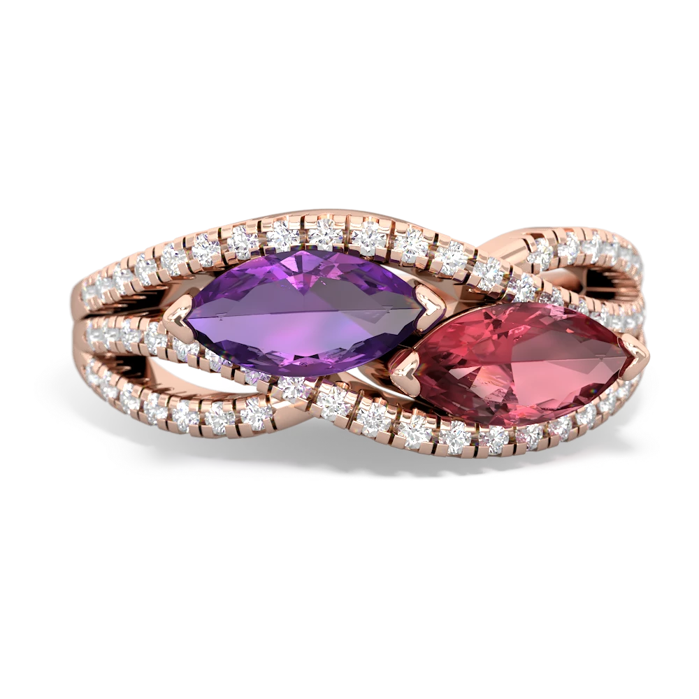 Amethyst Diamond Rivers 14K Rose Gold ring R3070