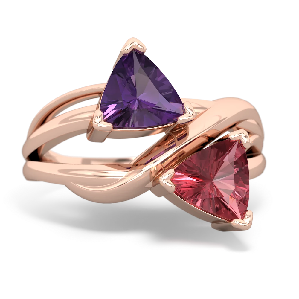 Amethyst Split Band Swirl 14K Rose Gold ring R2341