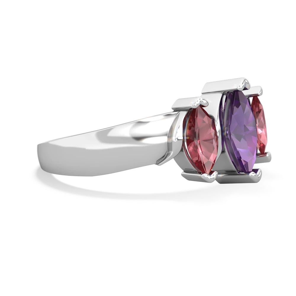 Amethyst Three Peeks 14K White Gold ring R2433