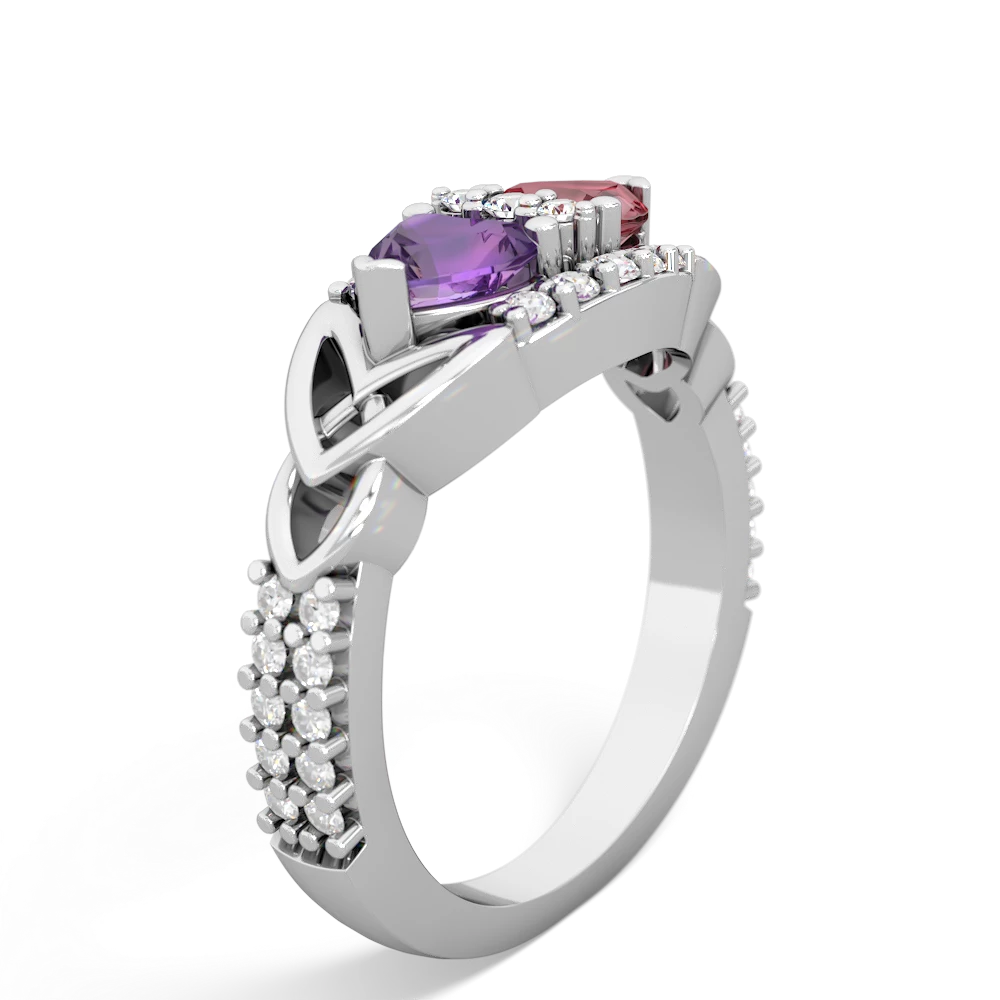 Amethyst Sparkling Celtic Knot 14K White Gold ring R2645