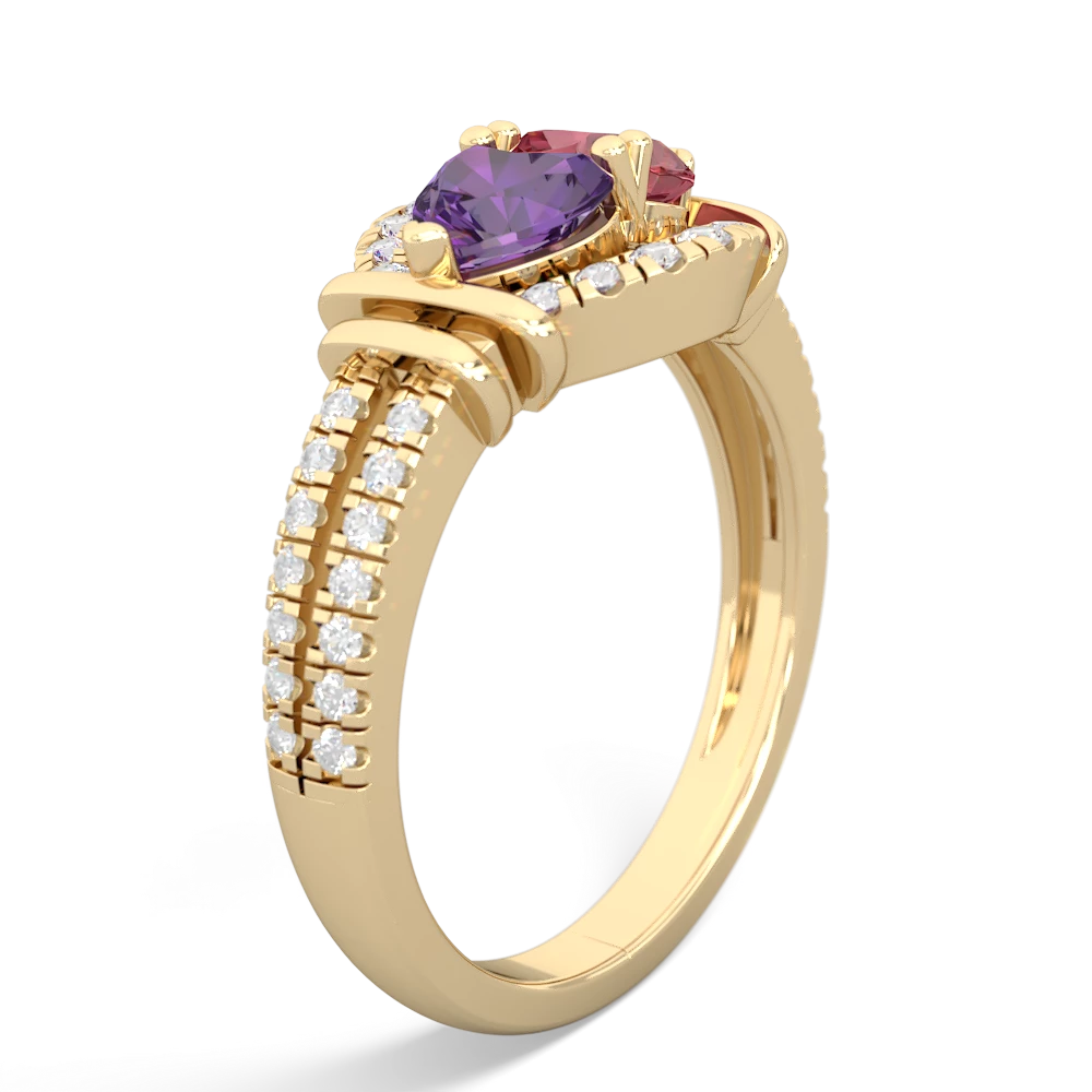 Amethyst Art-Deco Keepsake 14K Yellow Gold ring R5630