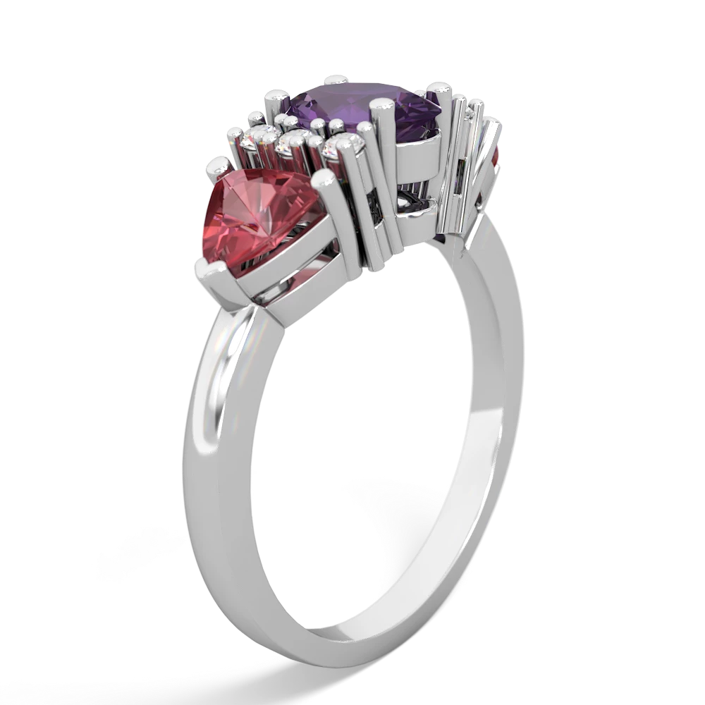 Amethyst Antique Style Three Stone 14K White Gold ring R2186