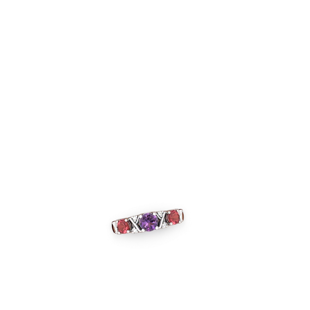 Amethyst Hugs And Kisses 14K White Gold ring R5016