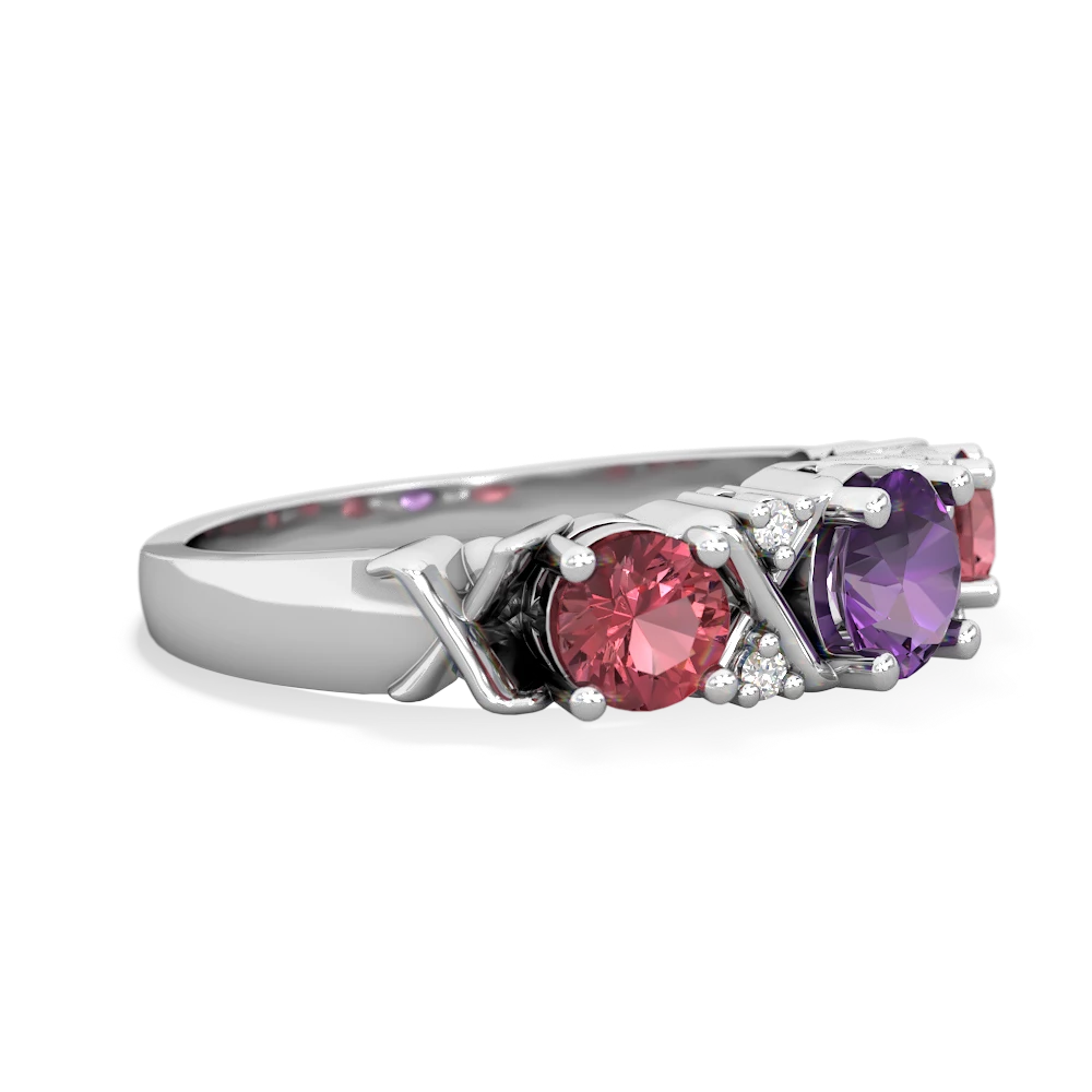 Amethyst Hugs And Kisses 14K White Gold ring R5016