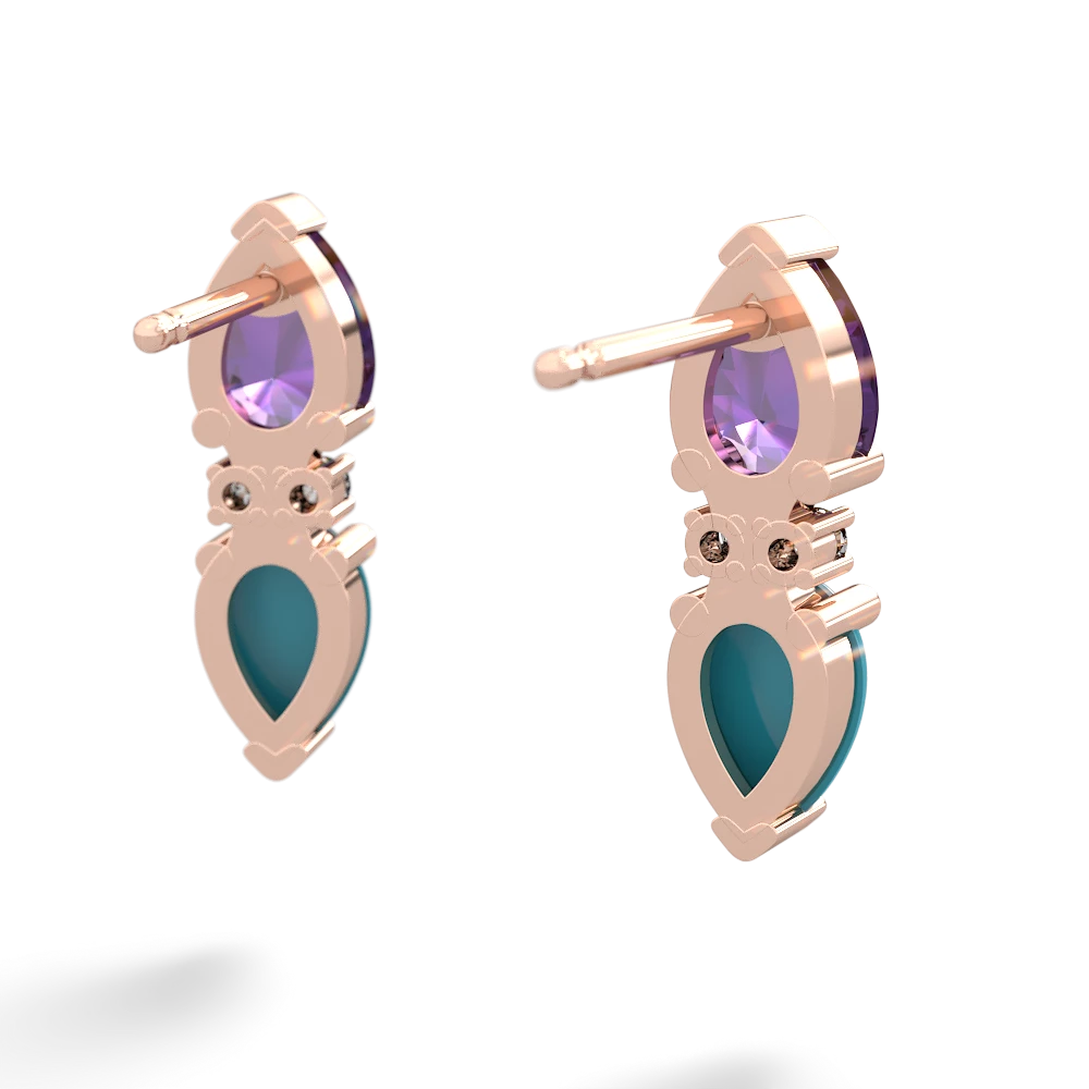 Amethyst Bowtie Drop 14K Rose Gold earrings E0865