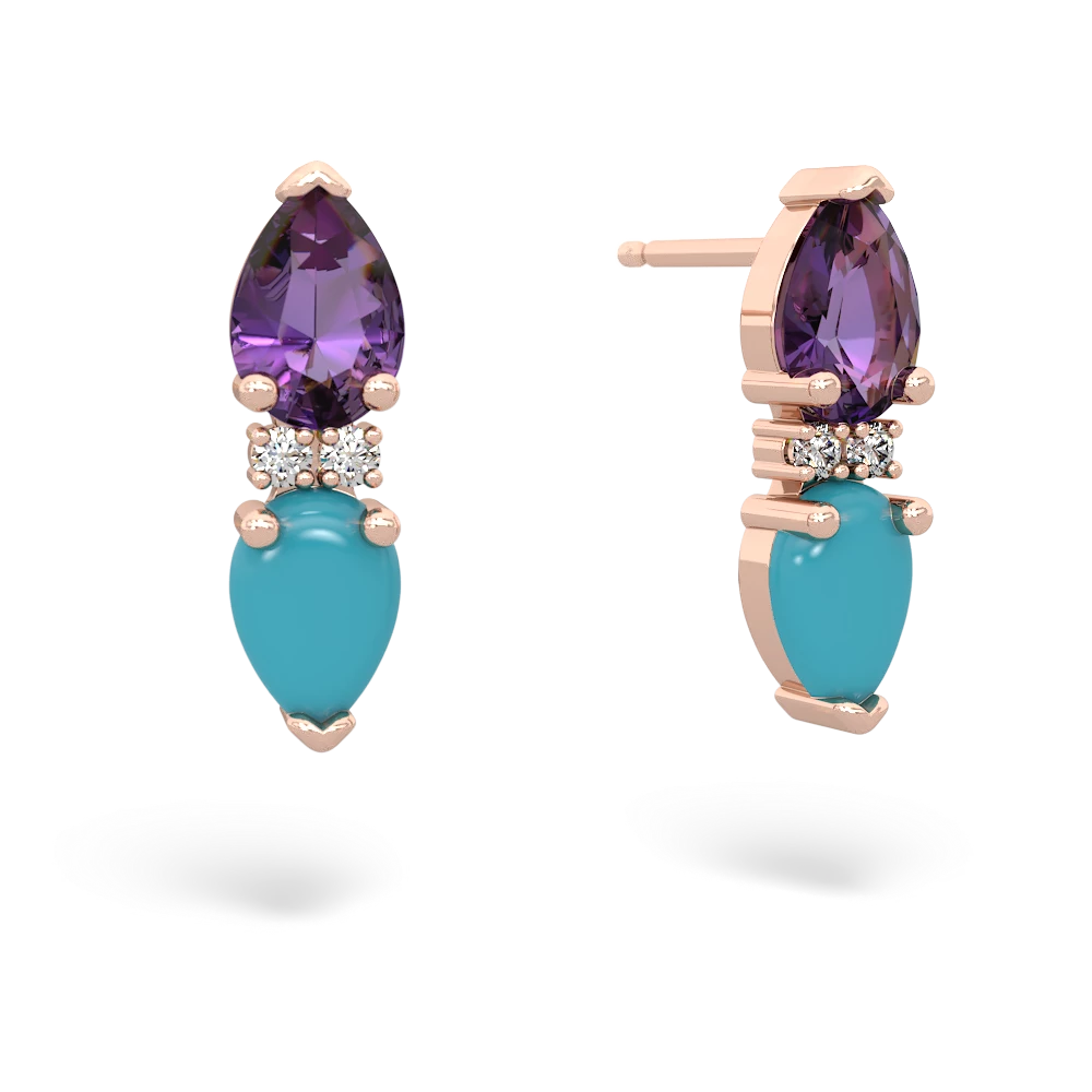 Amethyst Bowtie Drop 14K Rose Gold earrings E0865