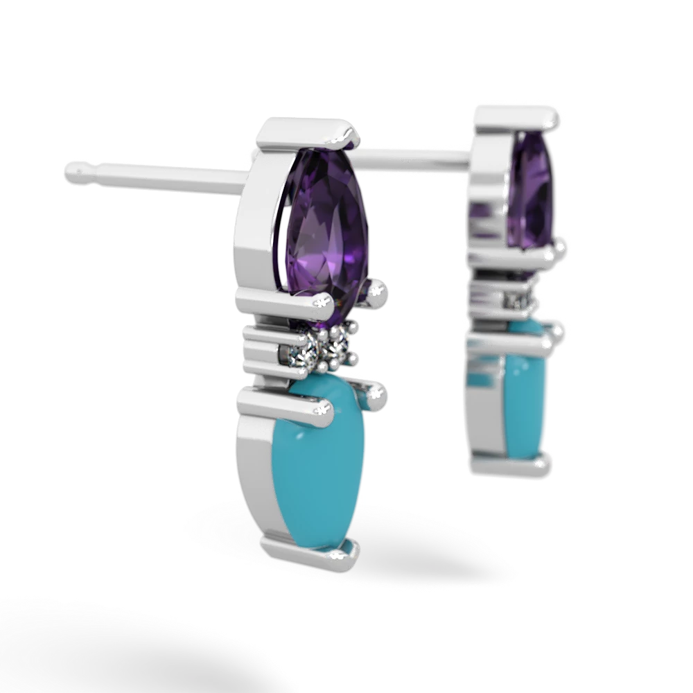 Amethyst Bowtie Drop 14K White Gold earrings E0865