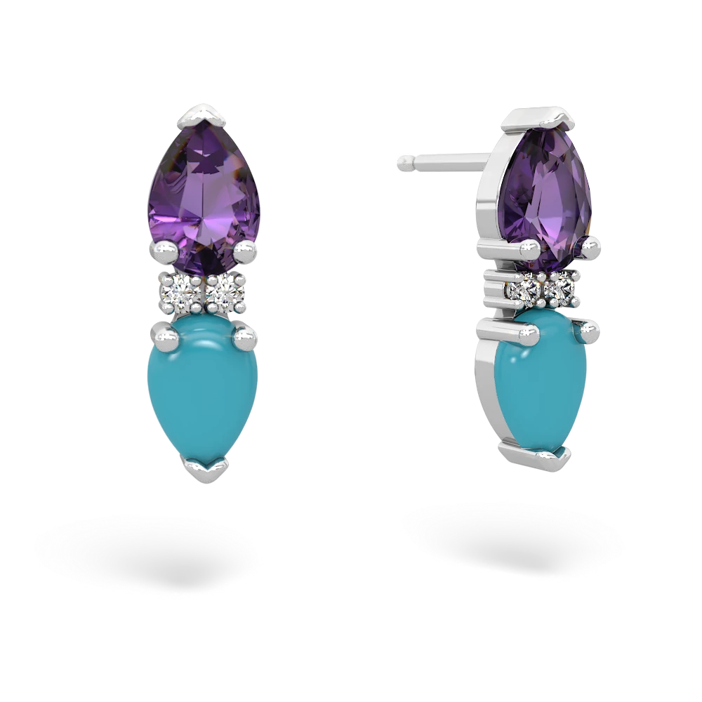 Amethyst Bowtie Drop 14K White Gold earrings E0865