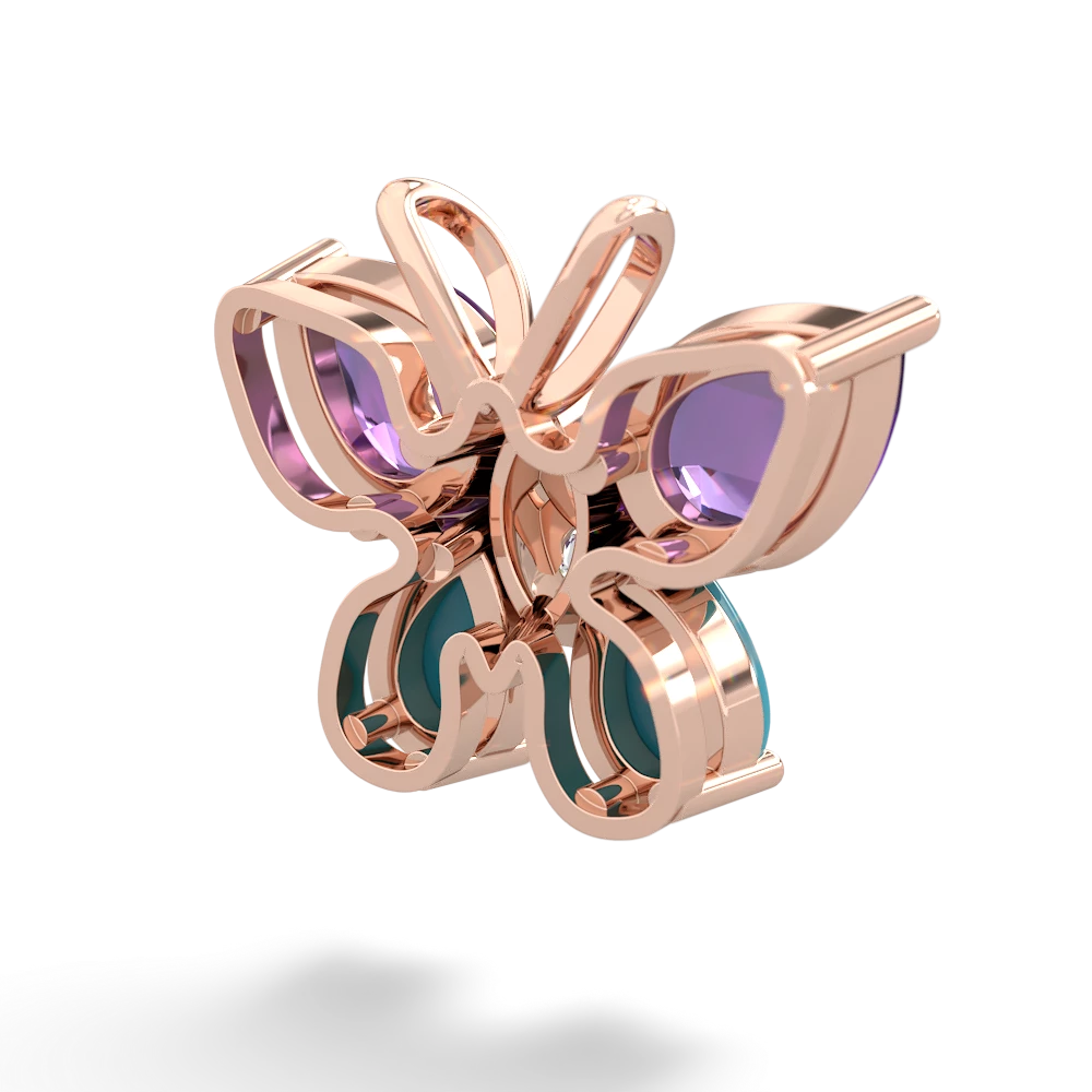 Amethyst Butterfly 14K Rose Gold pendant P2215