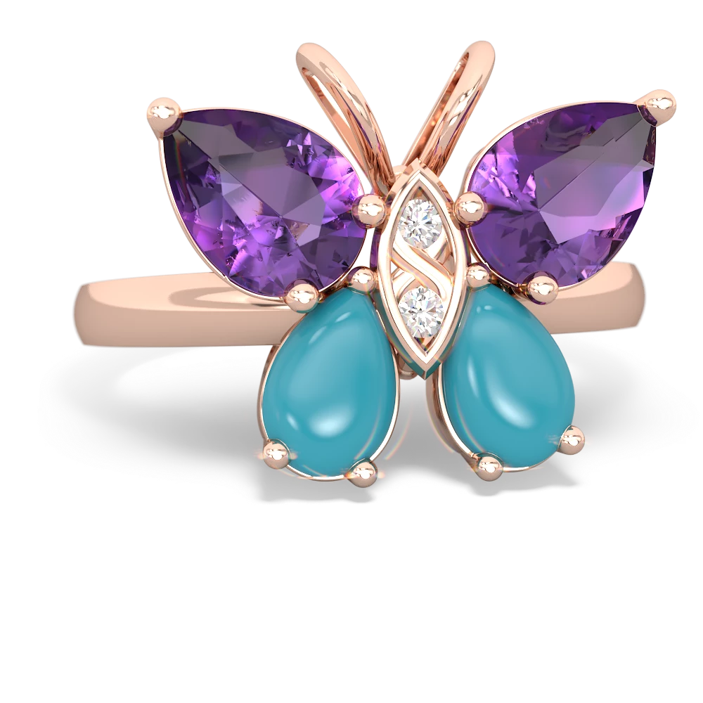 Amethyst Butterfly 14K Rose Gold ring R2215