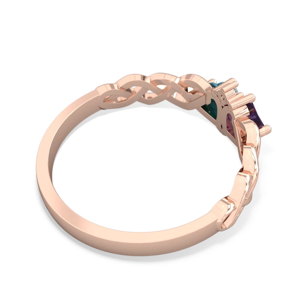 Amethyst Heart To Heart Braid 14K Rose Gold ring R5870