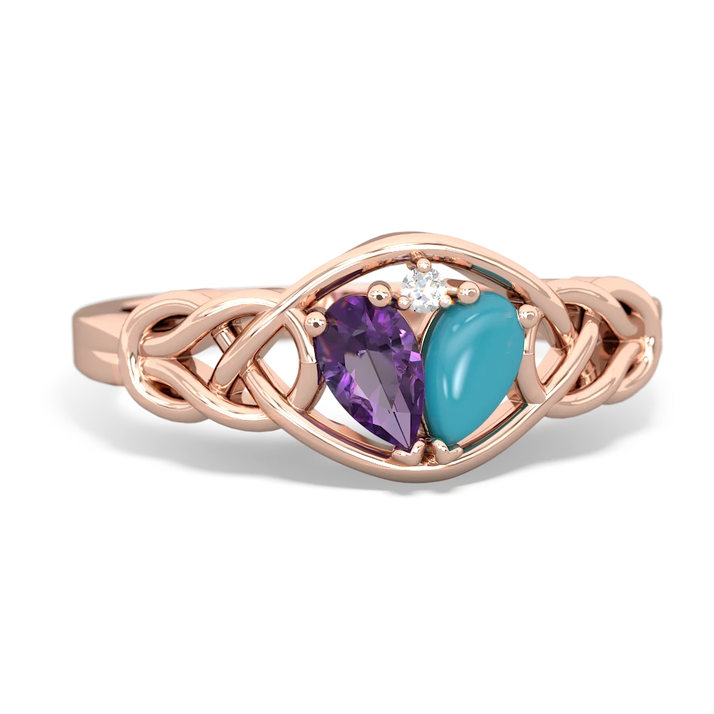 Amethyst Celtic Love Knot 14K Rose Gold ring R5420