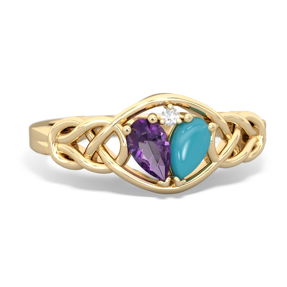 Amethyst Celtic Love Knot 14K Yellow Gold ring R5420