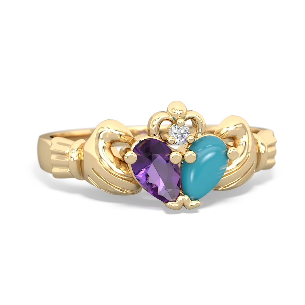 Amethyst 'Our Heart' Claddagh 14K Yellow Gold ring R2388