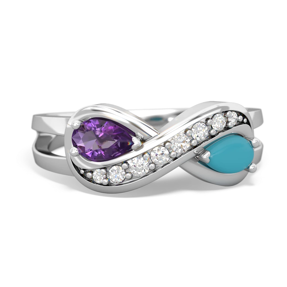 Amethyst Diamond Infinity 14K White Gold ring R5390