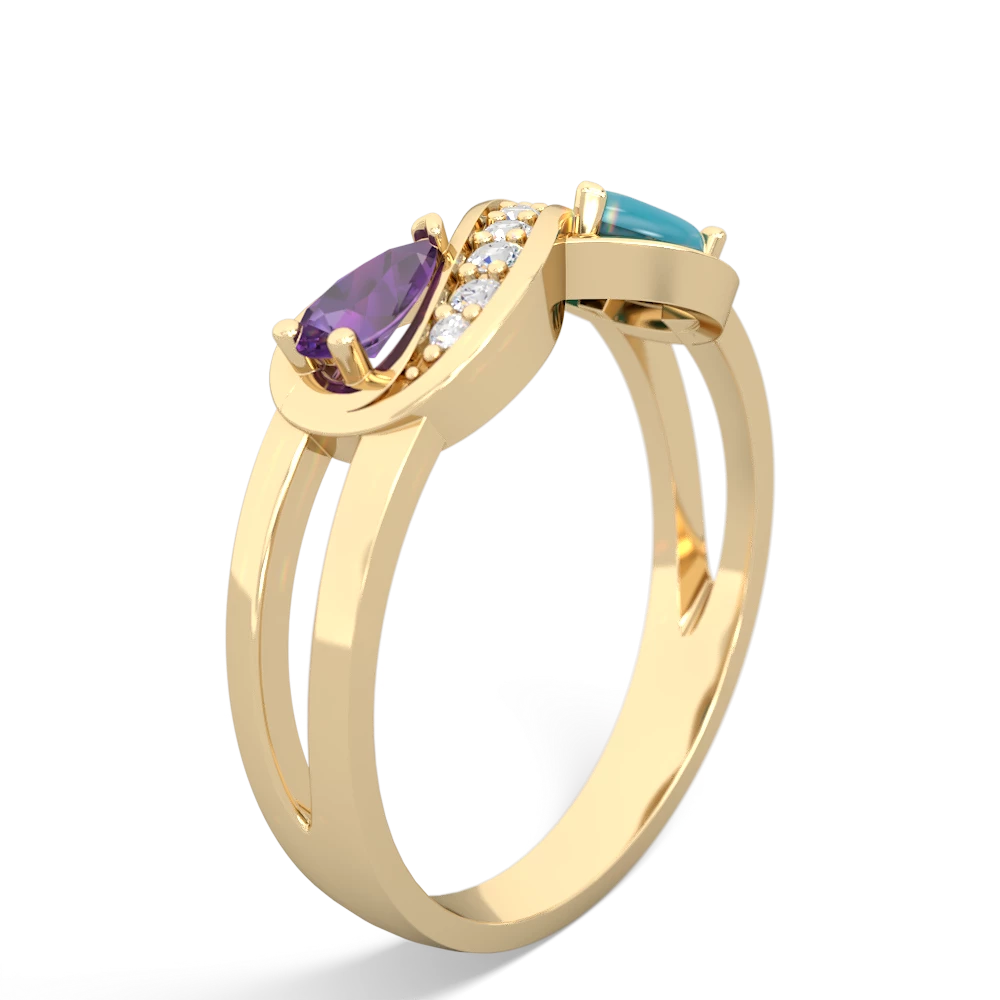 Amethyst Diamond Infinity 14K Yellow Gold ring R5390