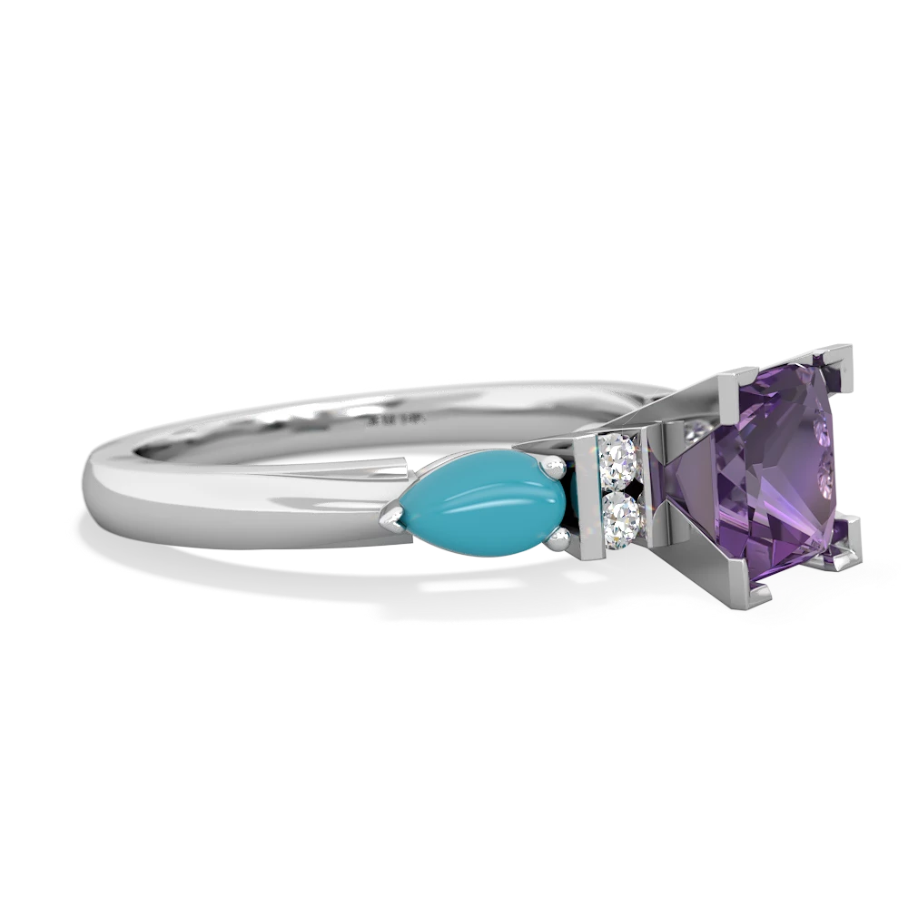 Amethyst 6Mm Princess Eternal Embrace Engagement 14K White Gold ring C2002