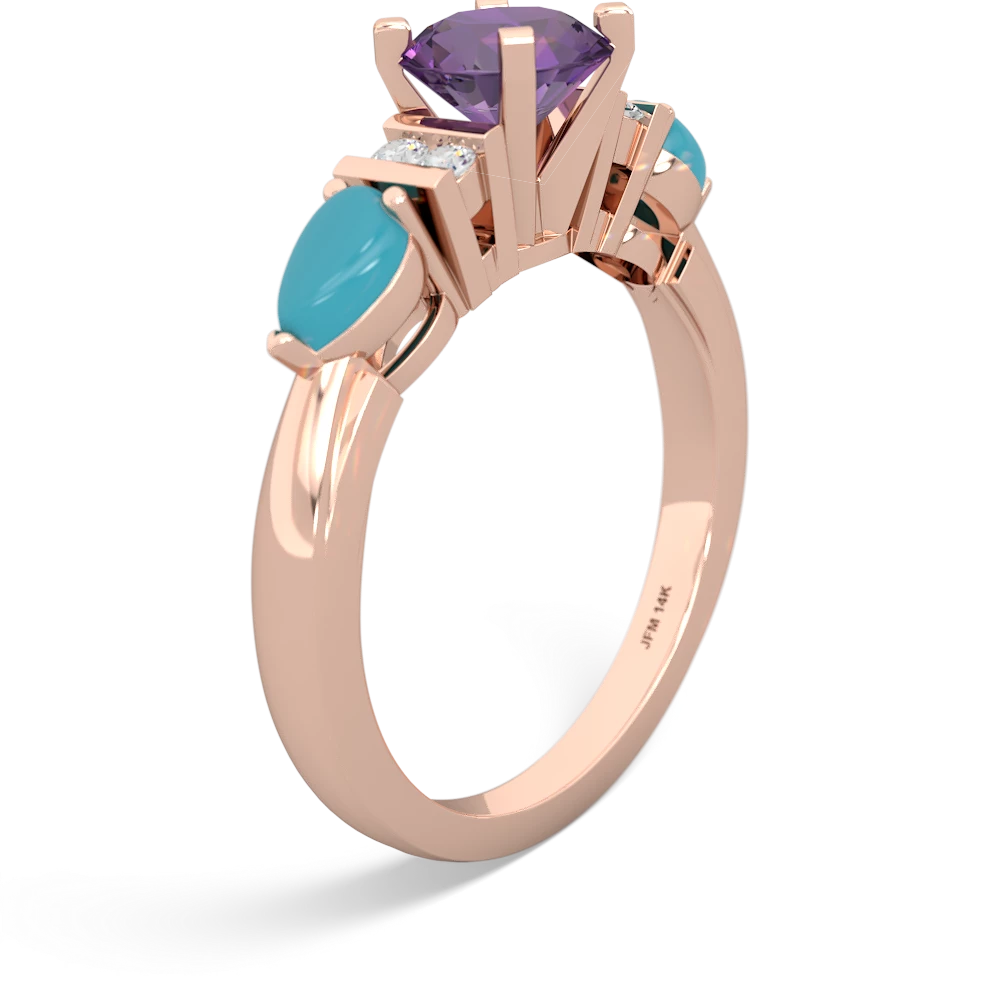 Amethyst 6Mm Round Eternal Embrace Engagement 14K Rose Gold ring R2005