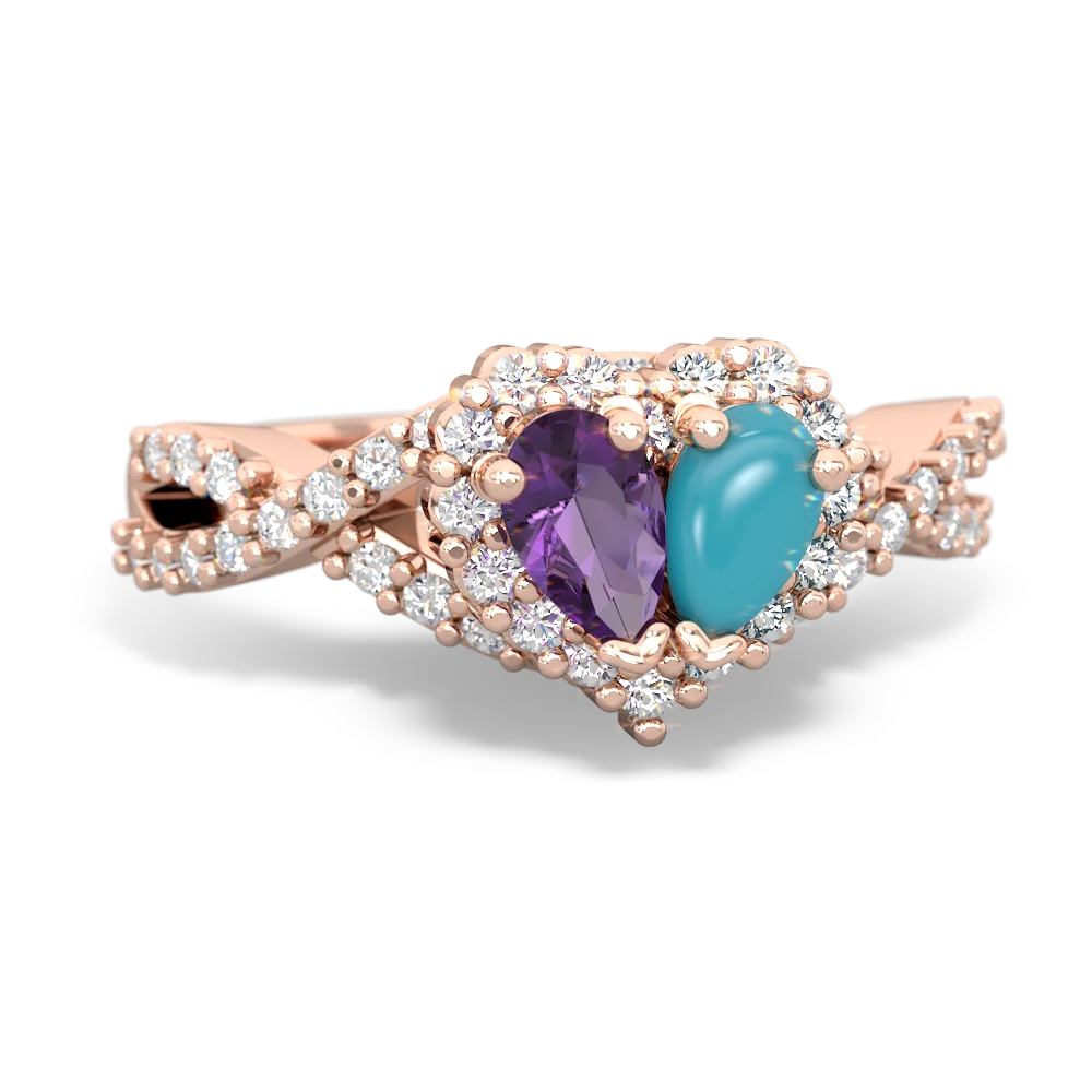 Amethyst Diamond Twist 'One Heart' 14K Rose Gold ring R2640HRT