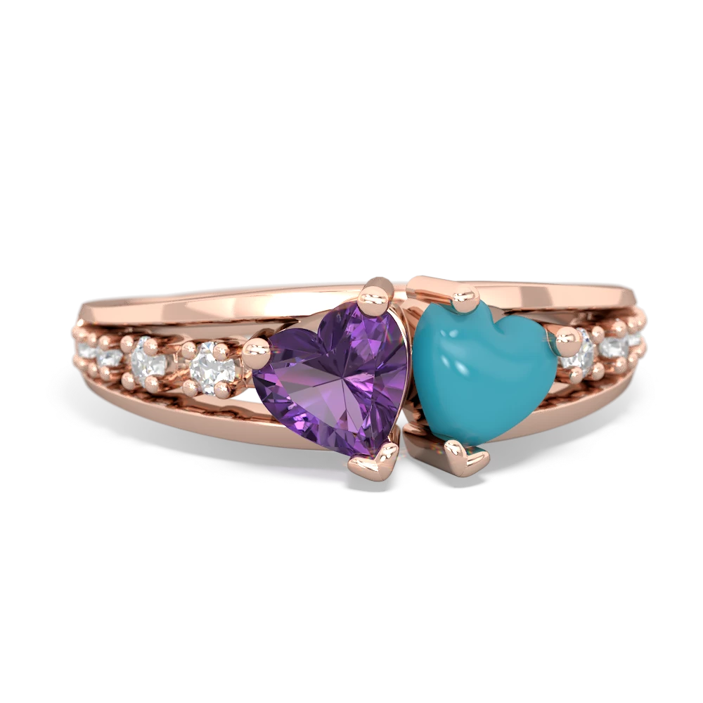 Amethyst Heart To Heart 14K Rose Gold ring R3342