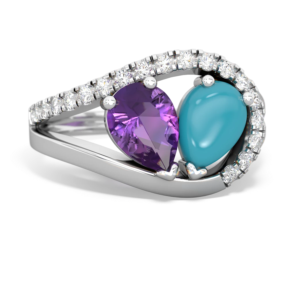 Amethyst Nestled Heart Keepsake 14K White Gold ring R5650