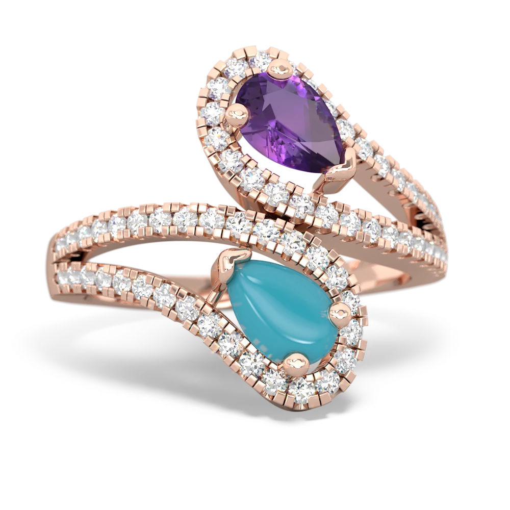 Amethyst Diamond Dazzler 14K Rose Gold ring R3000