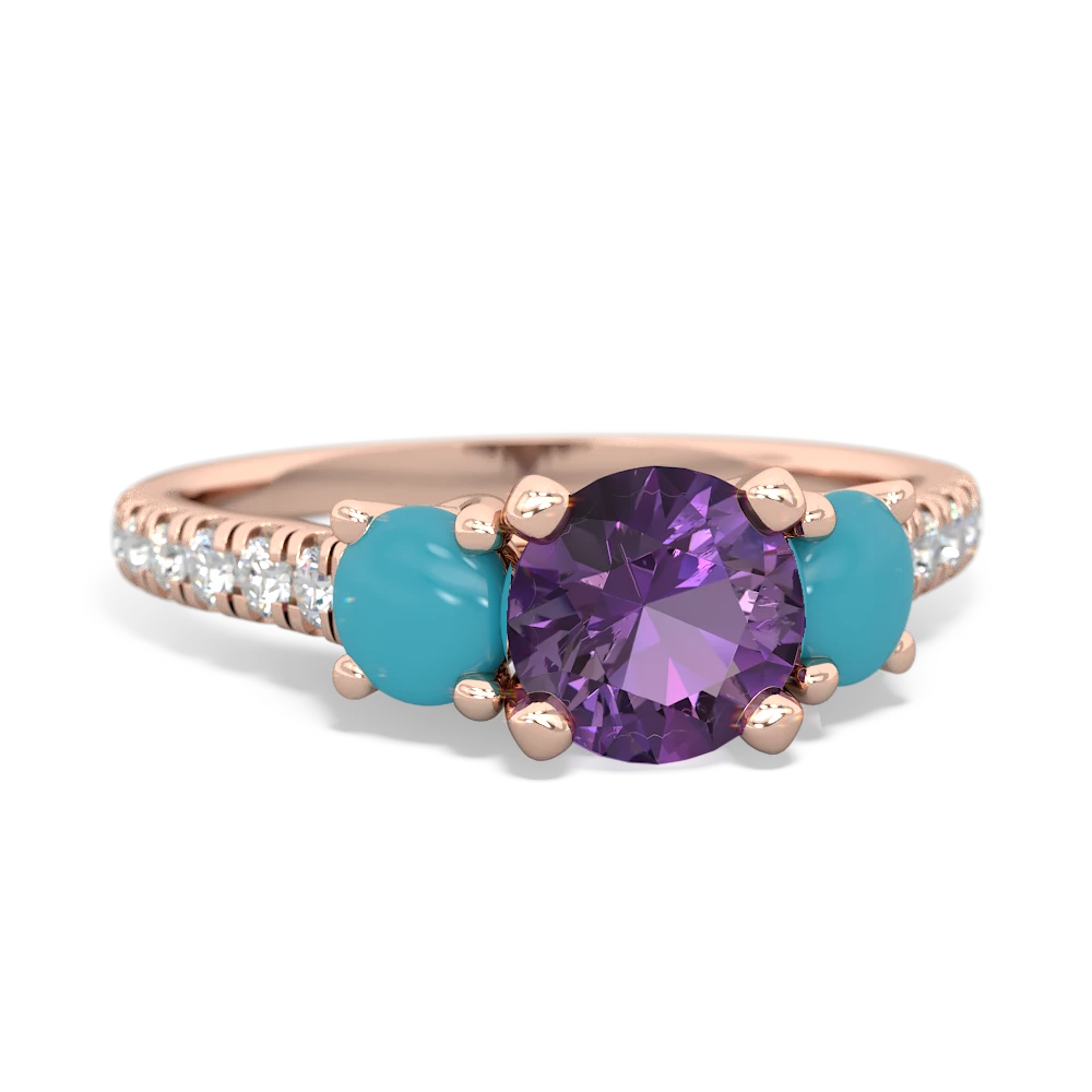 Amethyst Pave Trellis 14K Rose Gold ring R5500