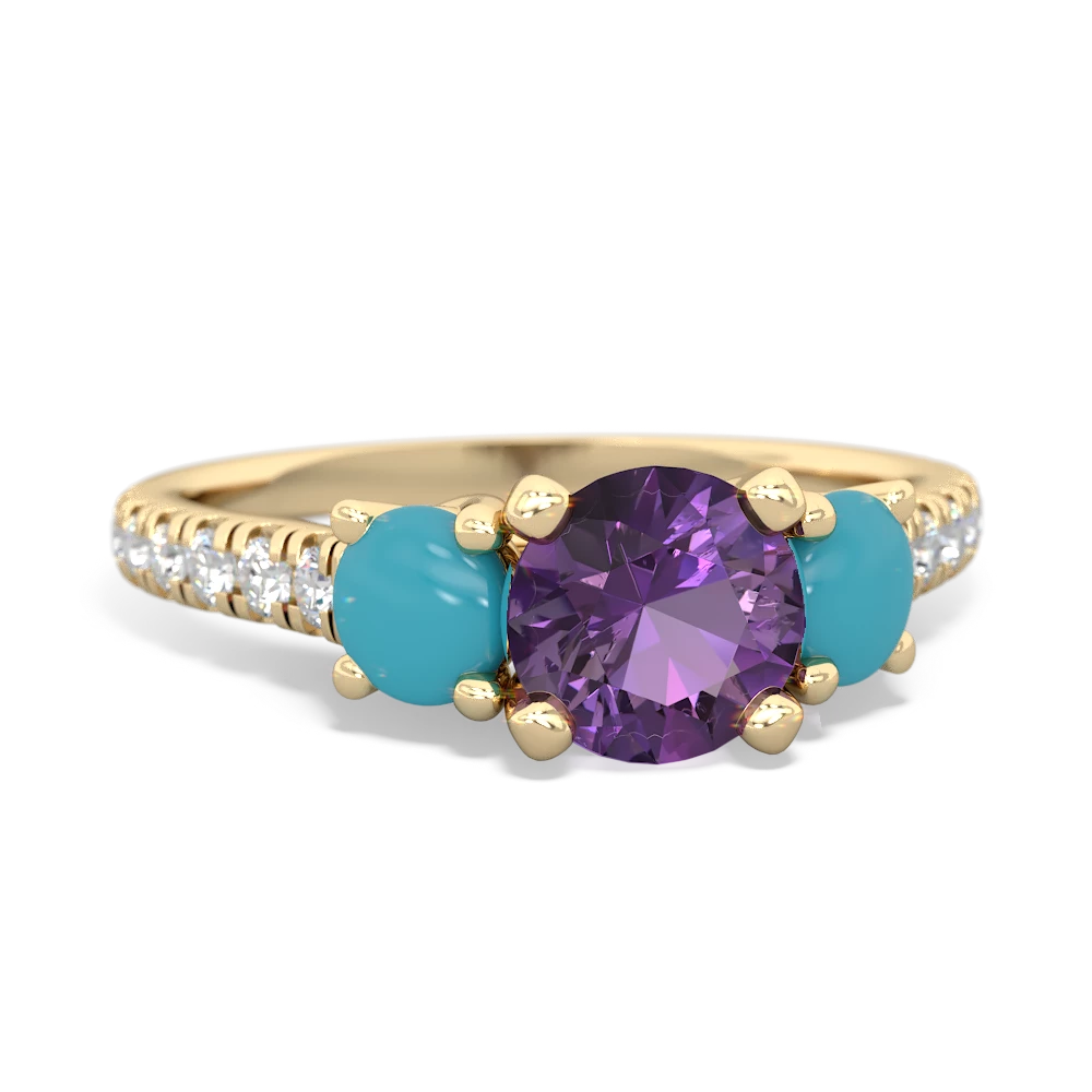 Amethyst Pave Trellis 14K Yellow Gold ring R5500