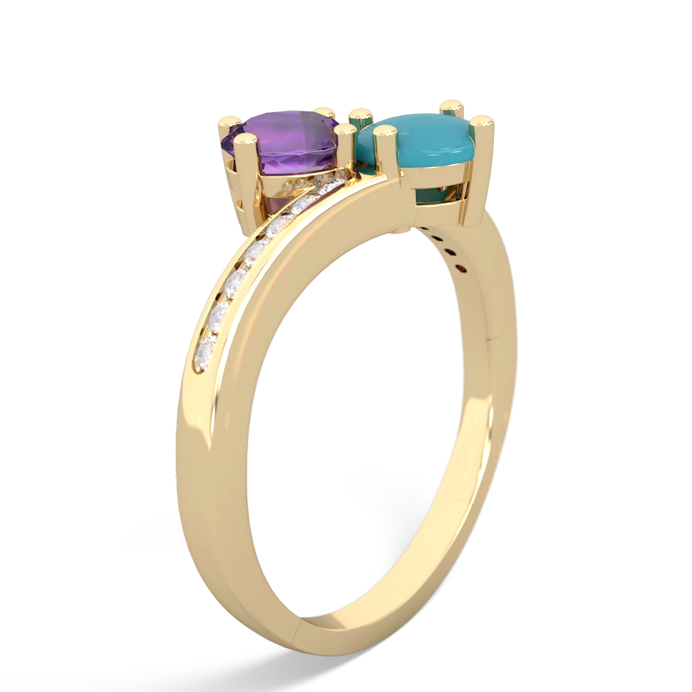 Amethyst Channel Set Two Stone 14K Yellow Gold ring R5303