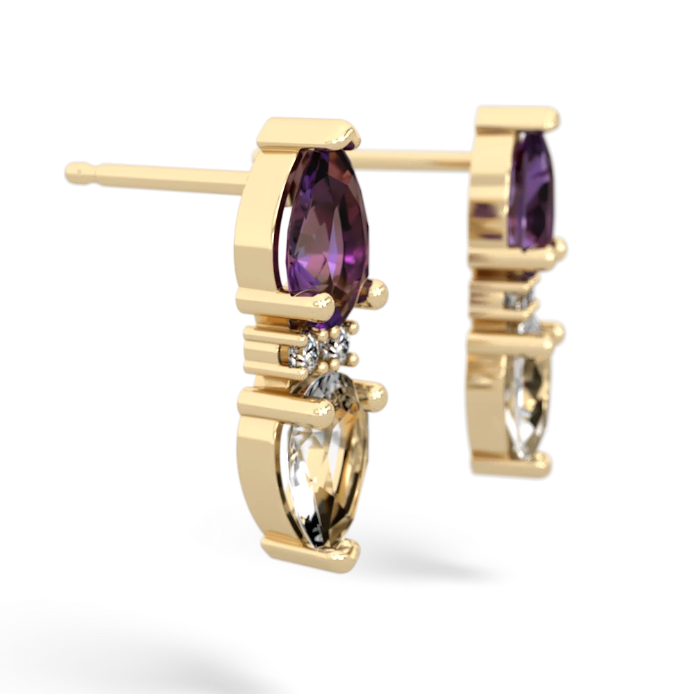 Amethyst Bowtie Drop 14K Yellow Gold earrings E0865