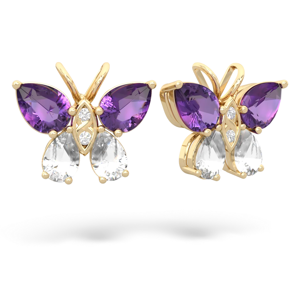 Amethyst Butterfly 14K Yellow Gold earrings E2215