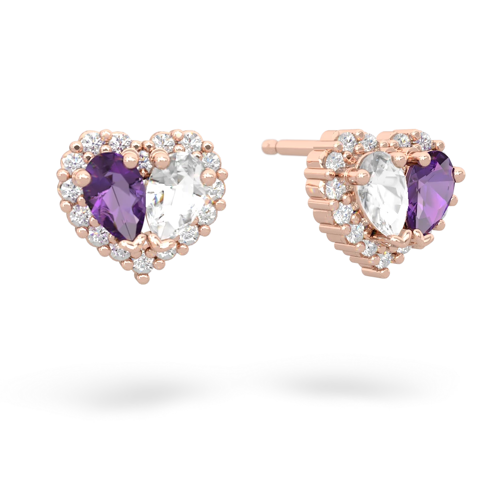 Amethyst Halo 14K Rose Gold earrings E7008