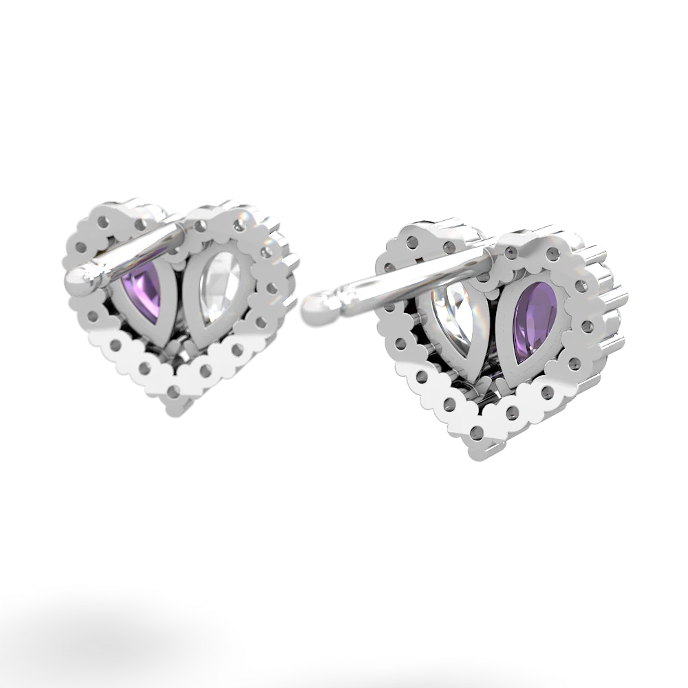 Amethyst Halo 14K White Gold earrings E7008