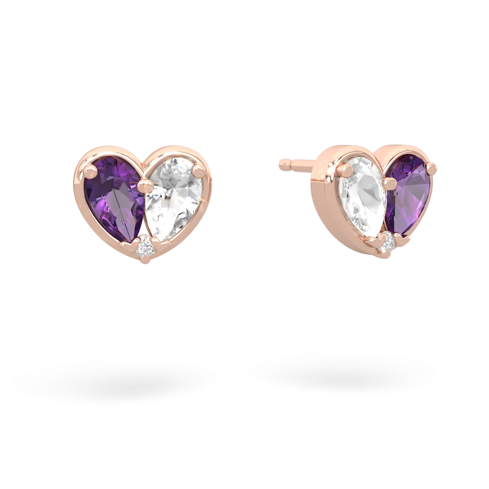 Amethyst 'Our Heart' 14K Rose Gold earrings E5072