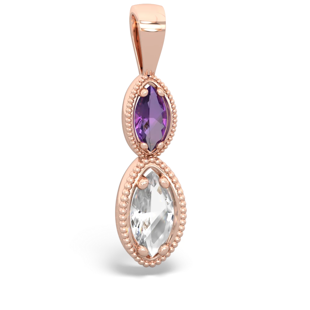 Amethyst Antique-Style Halo 14K Rose Gold pendant P5700