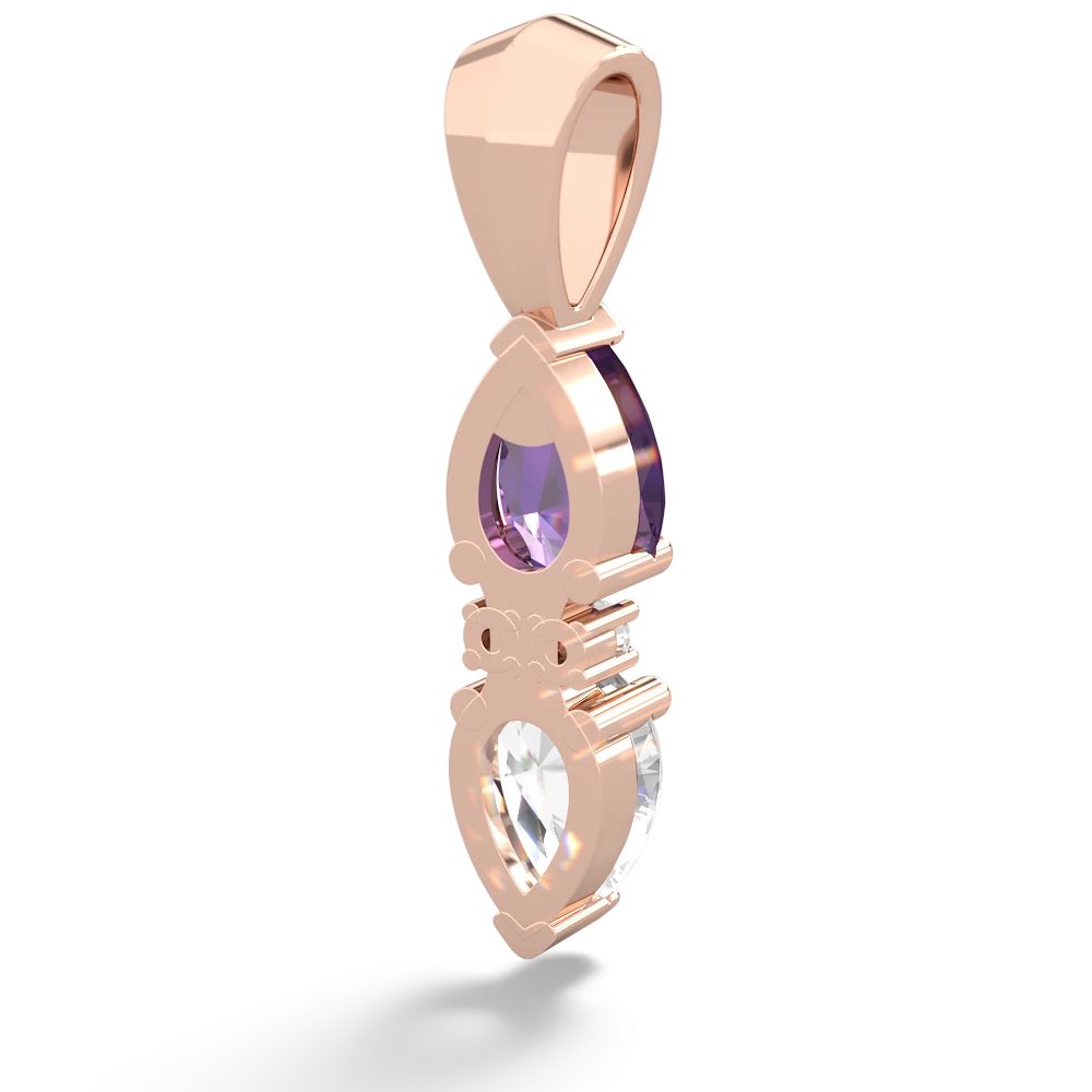 Amethyst Bowtie Drop 14K Rose Gold pendant P0865