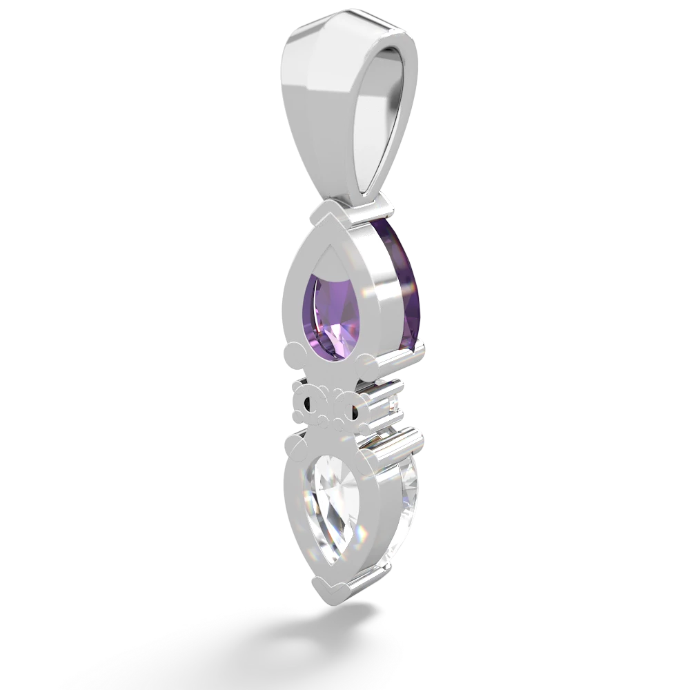 Amethyst Bowtie Drop 14K White Gold pendant P0865