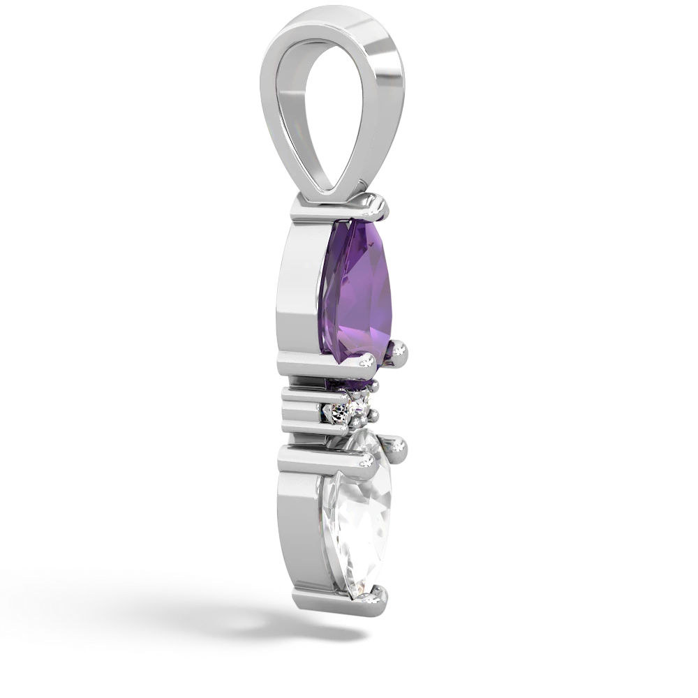 Amethyst Bowtie Drop 14K White Gold pendant P0865