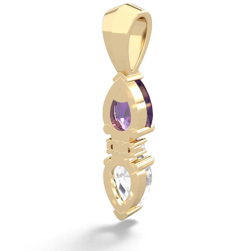 Amethyst Bowtie Drop 14K Yellow Gold pendant P0865