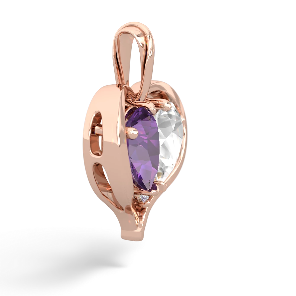 Amethyst Two Become One 14K Rose Gold pendant P5330