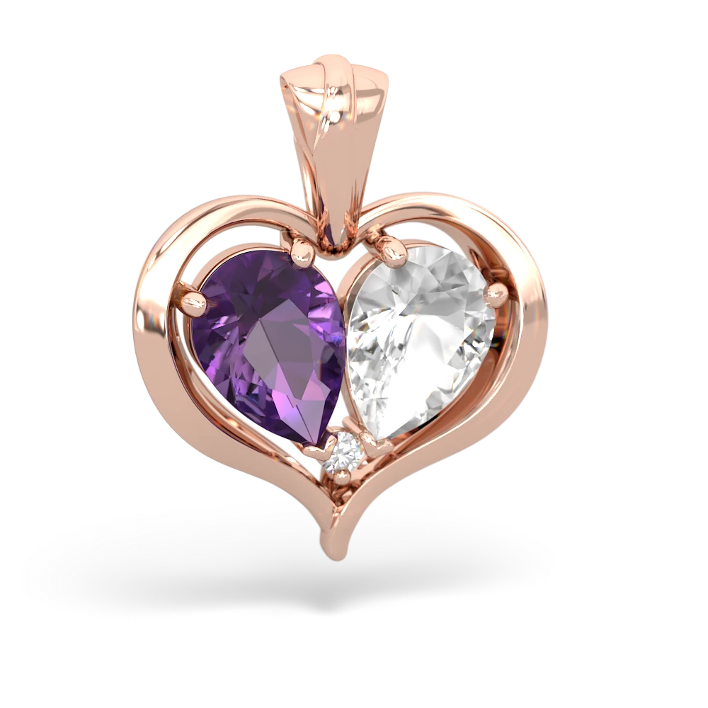 Amethyst Two Become One 14K Rose Gold pendant P5330