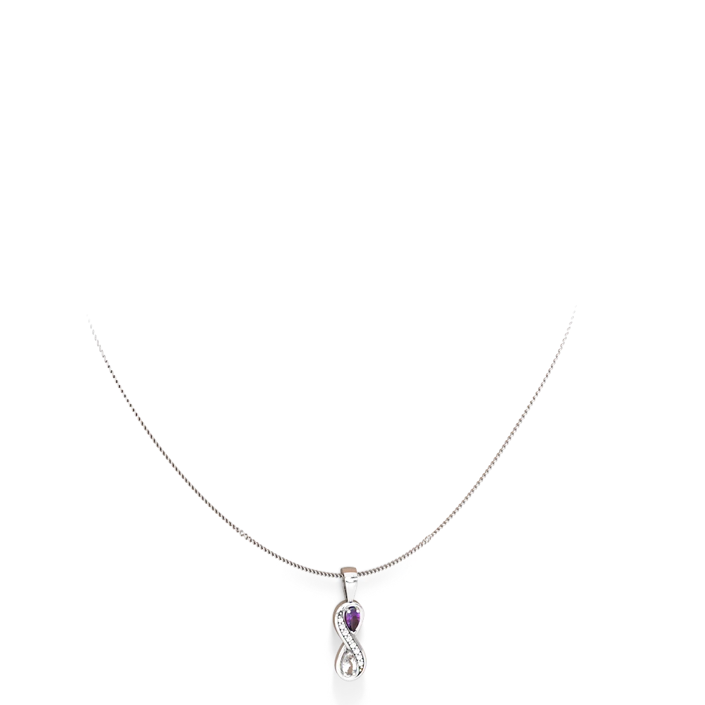 Amethyst Diamond Infinity 14K White Gold pendant P5390