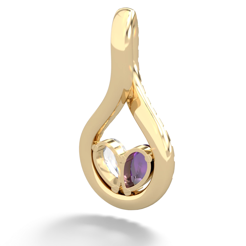 Amethyst Pave Twist 'One Heart' 14K Yellow Gold pendant P5360