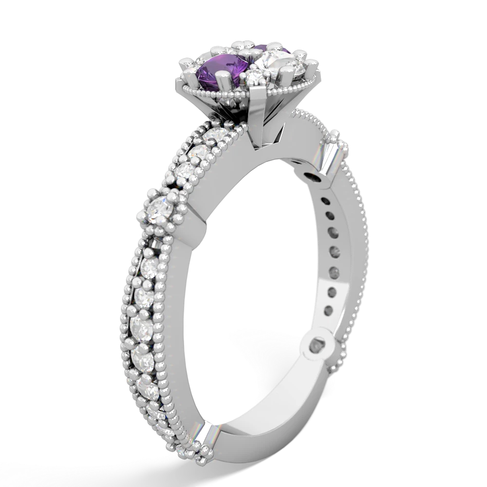 Amethyst Sparkling Tiara Cluster 14K White Gold ring R26293RD